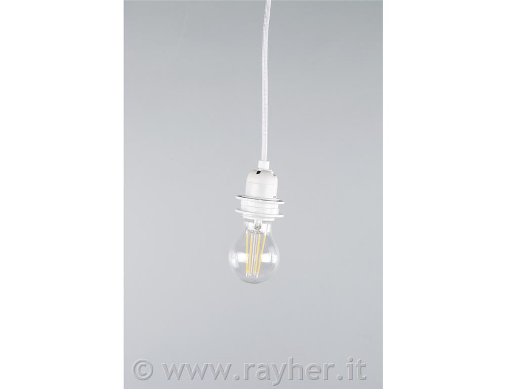 Električni kabel za luč E27 s stikalom bel 180 cm