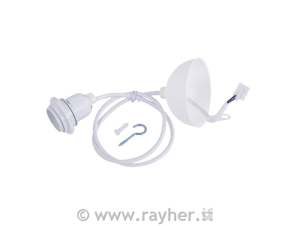 Montatura per lampada sospesa,p.E27, bianco, 100cm, c.anello a vite, bus.blis. 1