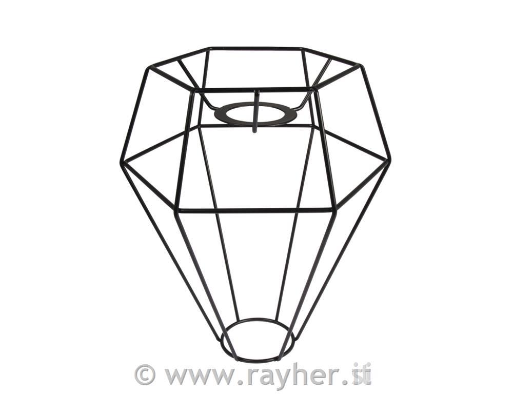 Kovinski okvir za senčnik, premer 20 cm, črn, 24 cm, diamant, črn