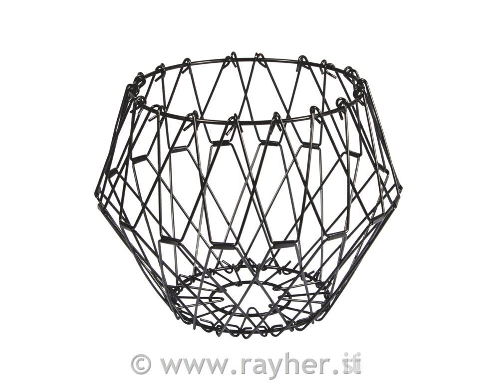 Flexible wire basket, 32cm , black, foldable, blacoated