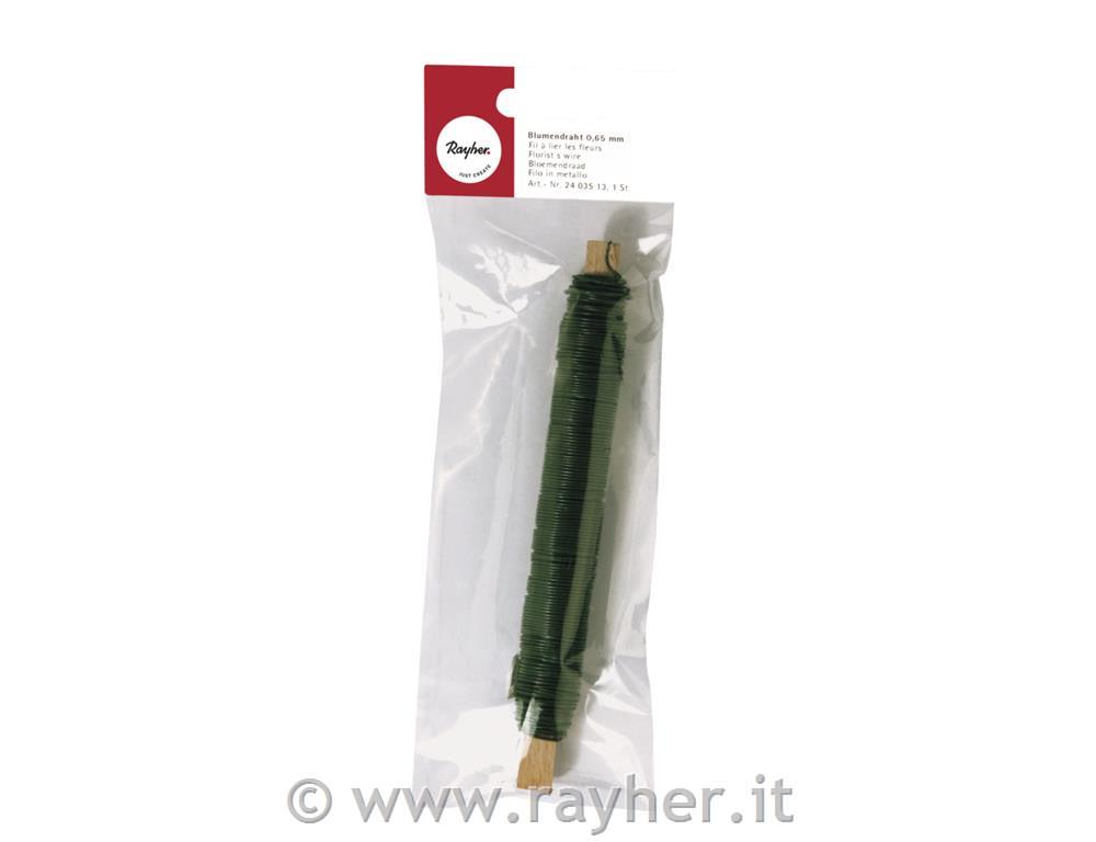 Filo in metallo per fioribusta. 100 gverde, 0,65 mm o