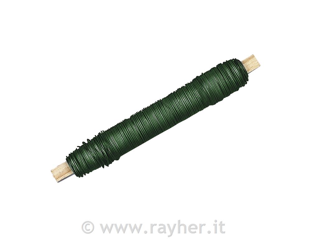 Filo metallico per fiori, sfusorocchetto di legno 100g, 0,5 mm overde scuro