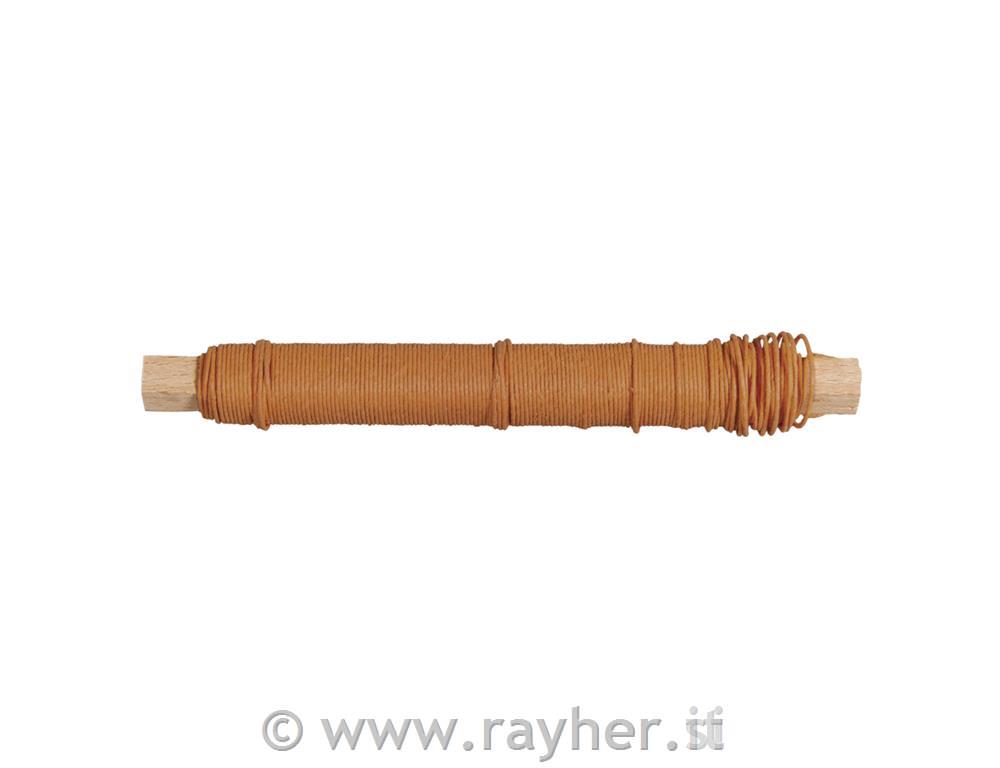 Paper covered wire, 0.55mm o, mandarine,on a wooden reel 50g, tab-bag 20m
