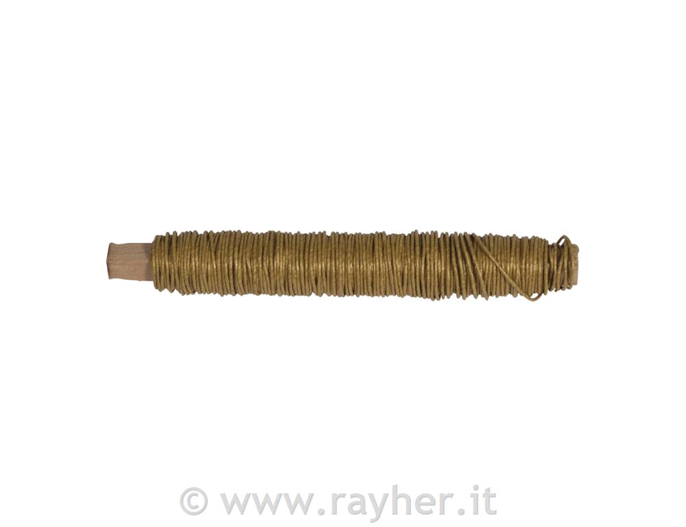 Fil di carta, 0,55mm o, oro opaco, su spoletta legno á 50g, bus.blis. 20m