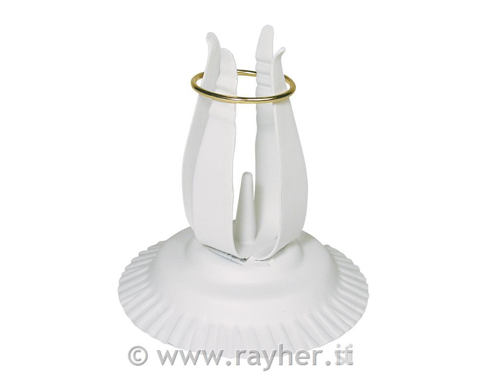 Portacandele per candele Battesimo/Comunione, met., 11 cm o, 12 cm altobianco
