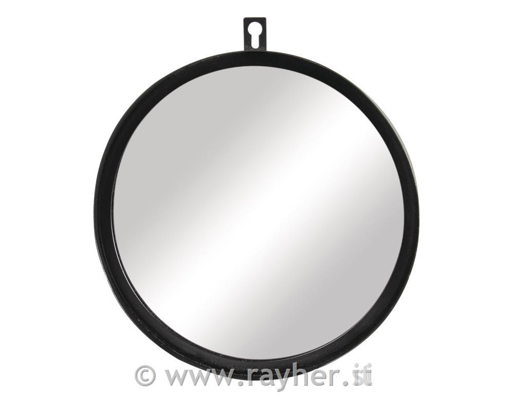 Specchio metallo, 18cm o, nero, 3cm