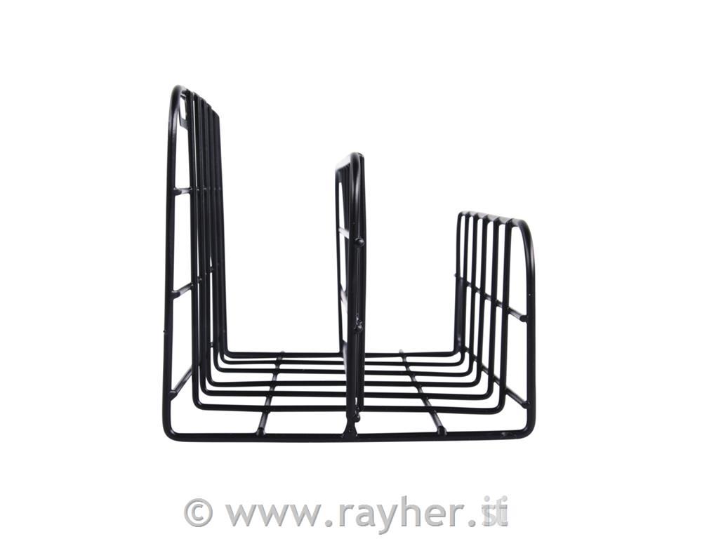 Posa-fil di ferro, 2 scomparti, nero, 20x10x10cm