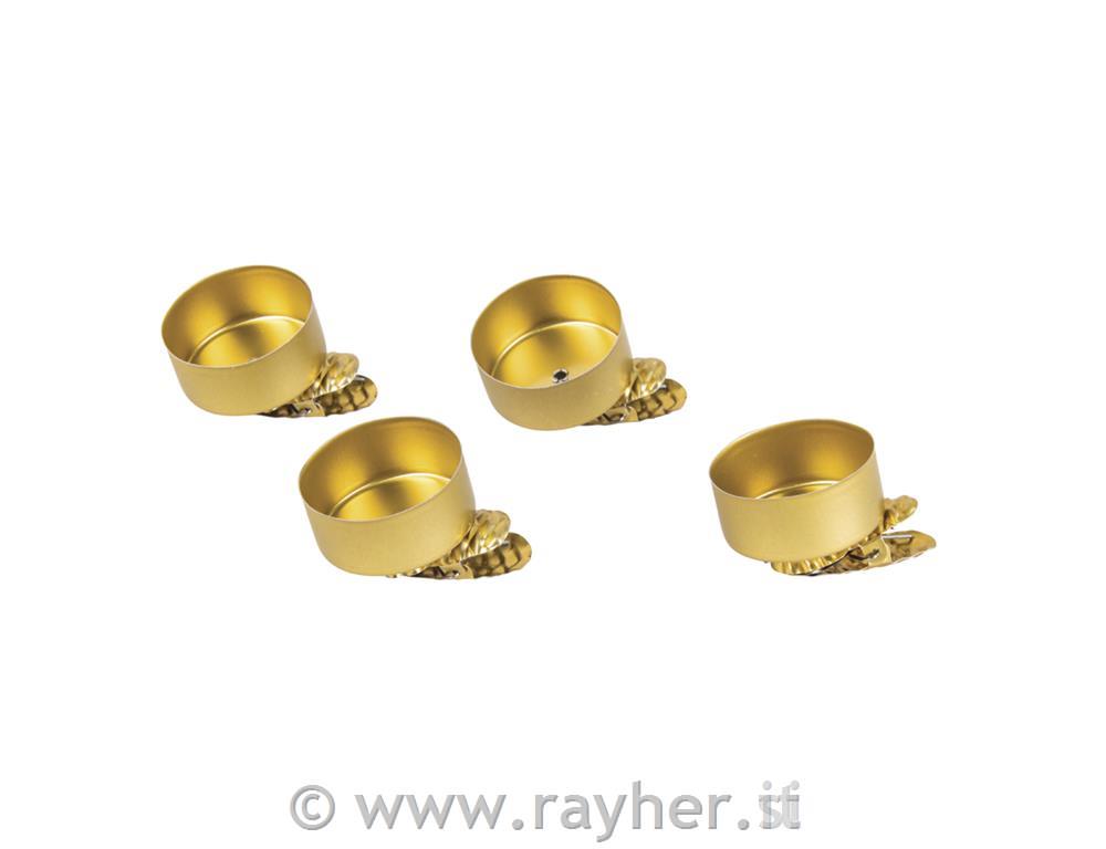 Svečniki z držalom, zlati, 4 kom