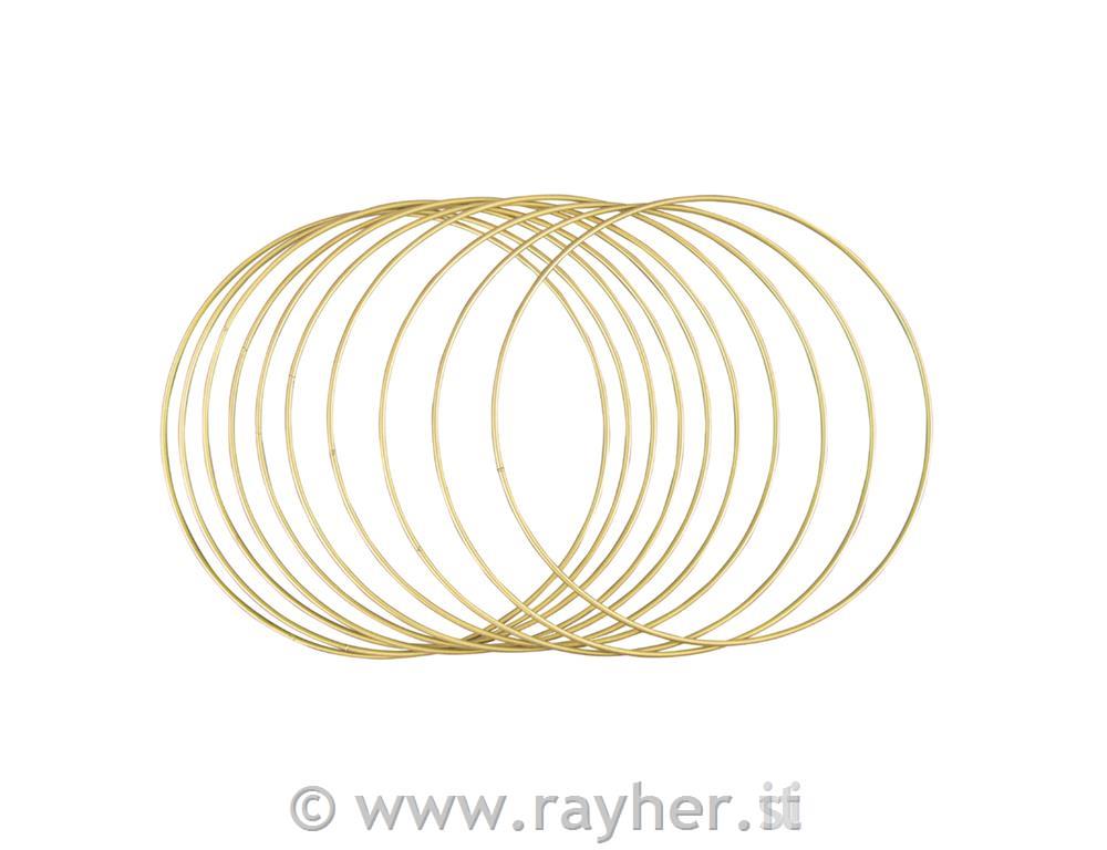 Cerchi in metallo, 25cm, oro, set 10