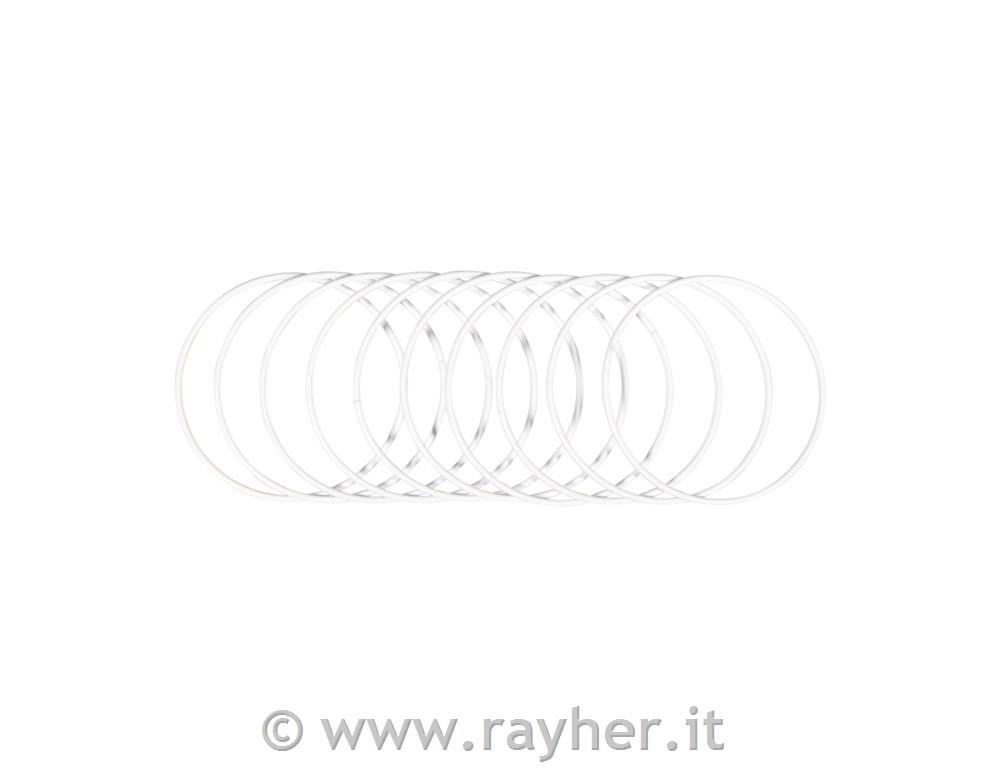 Anelli in metallo, bianco, 15cm, set 10