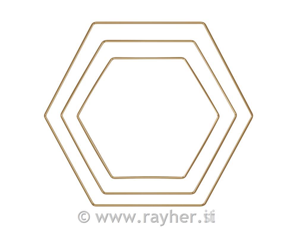 Anelli in metallo, essagono, oro set 31x20cm, 25cm, 30cm