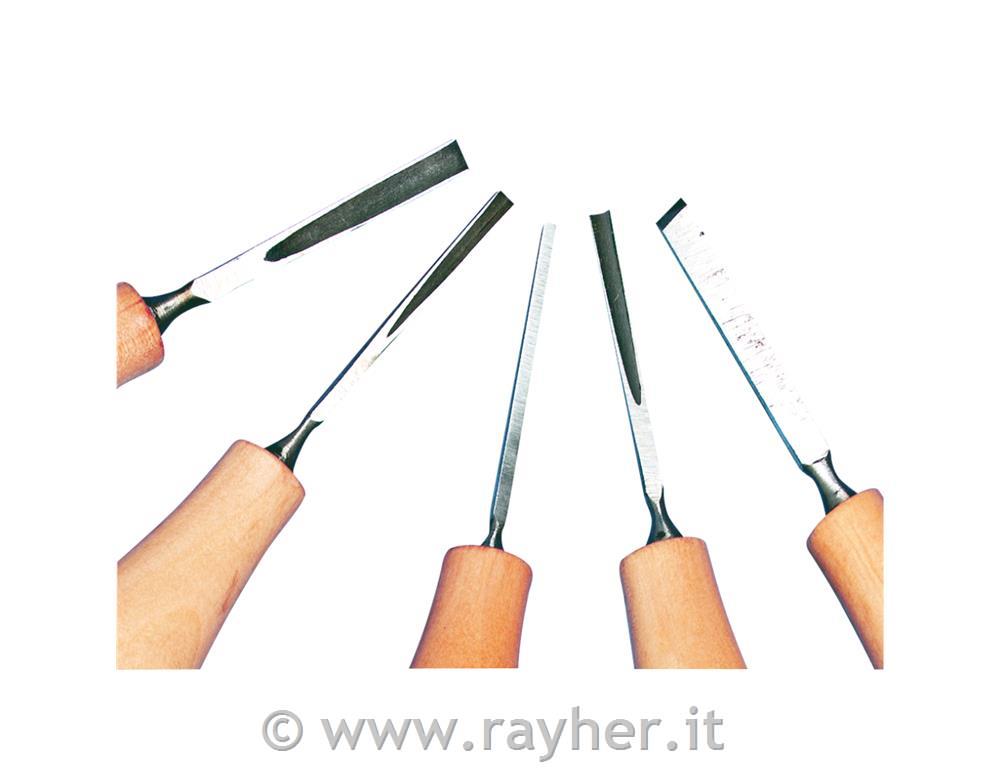 Tools for wood-carving, 5 parts, 14 cm,