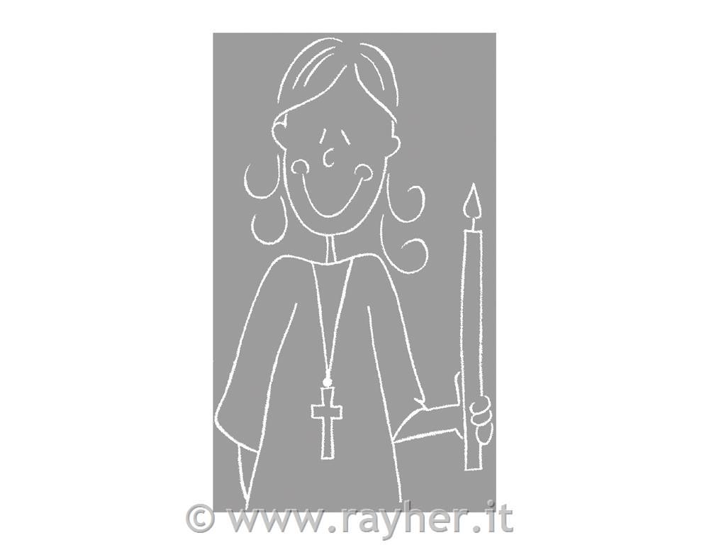 Štampiljka, Deklica ob zakramentu, 5x8 cm