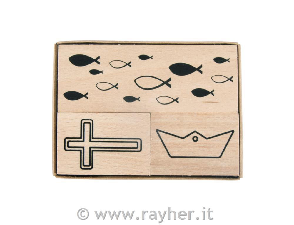 Wood stamp set Confirmation, Communion3.9x2.6cm - 8.3x2.6cm, box 3pcs