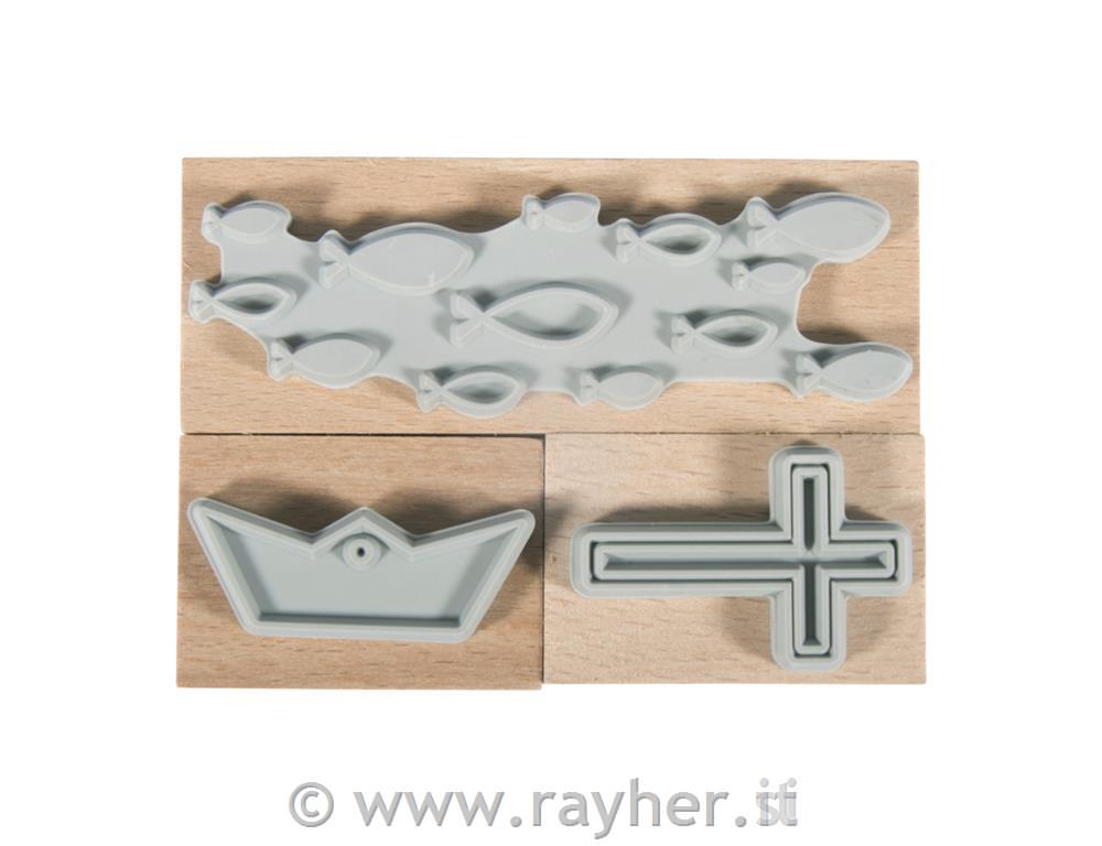 Wood stamp set Confirmation, Communion3.9x2.6cm - 8.3x2.6cm, box 3pcs