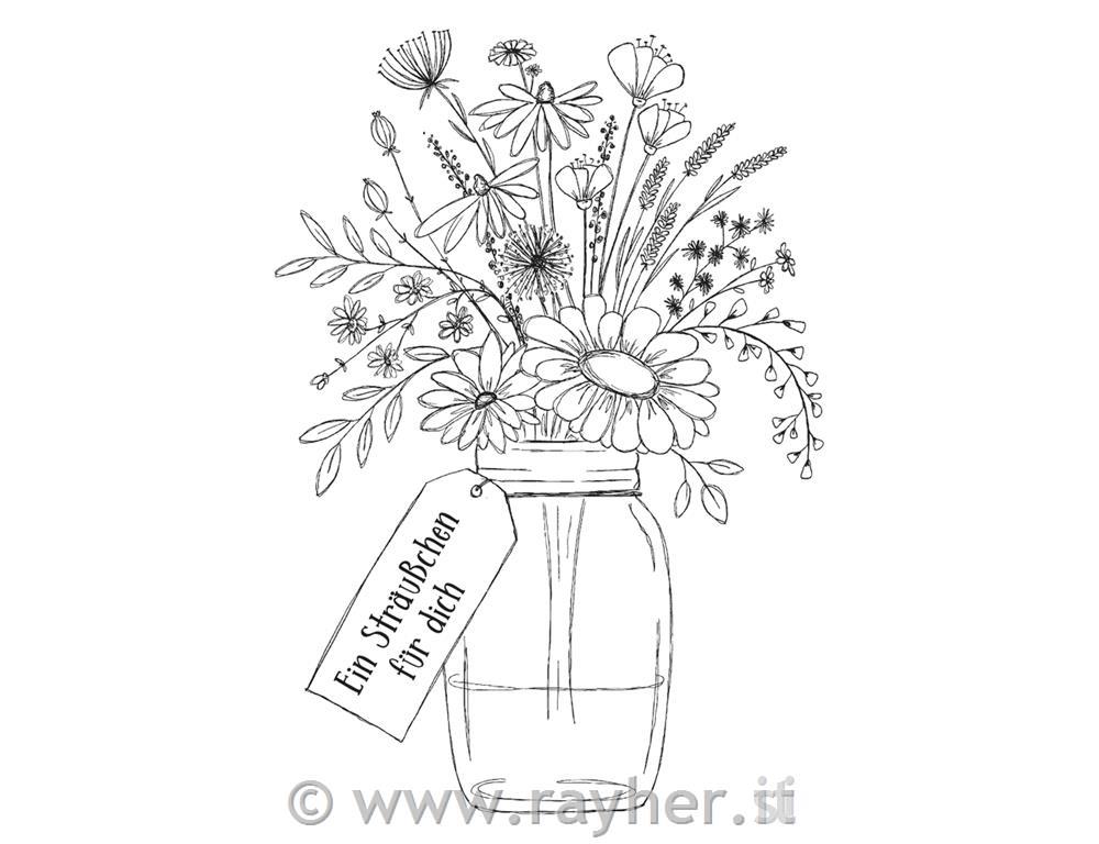 Timbro, Mazzo di fiori, 7x10cm