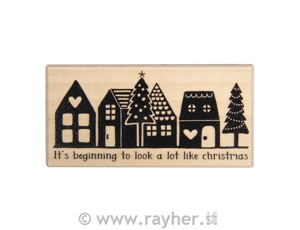 Stamp "Little town", 4x8cm