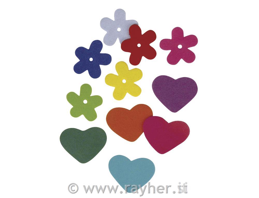 Crepla-flowers-hearts, 2 types, mixed, 2