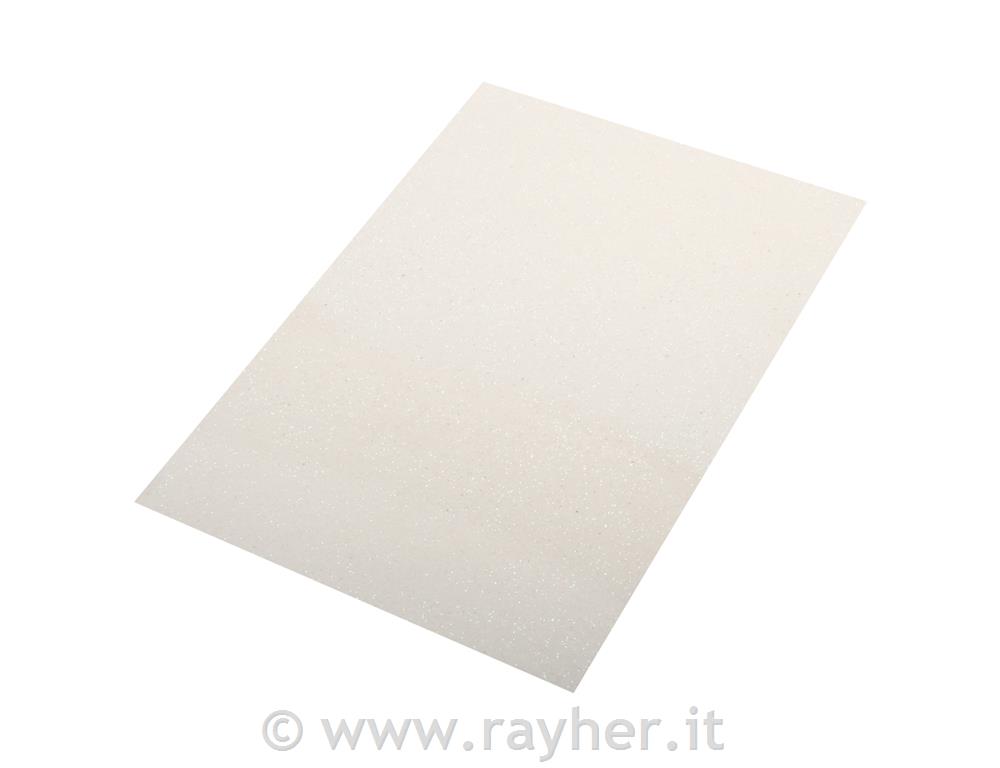 Penasta guma z bleščicami, 2 mm, bela, 30x45 cm