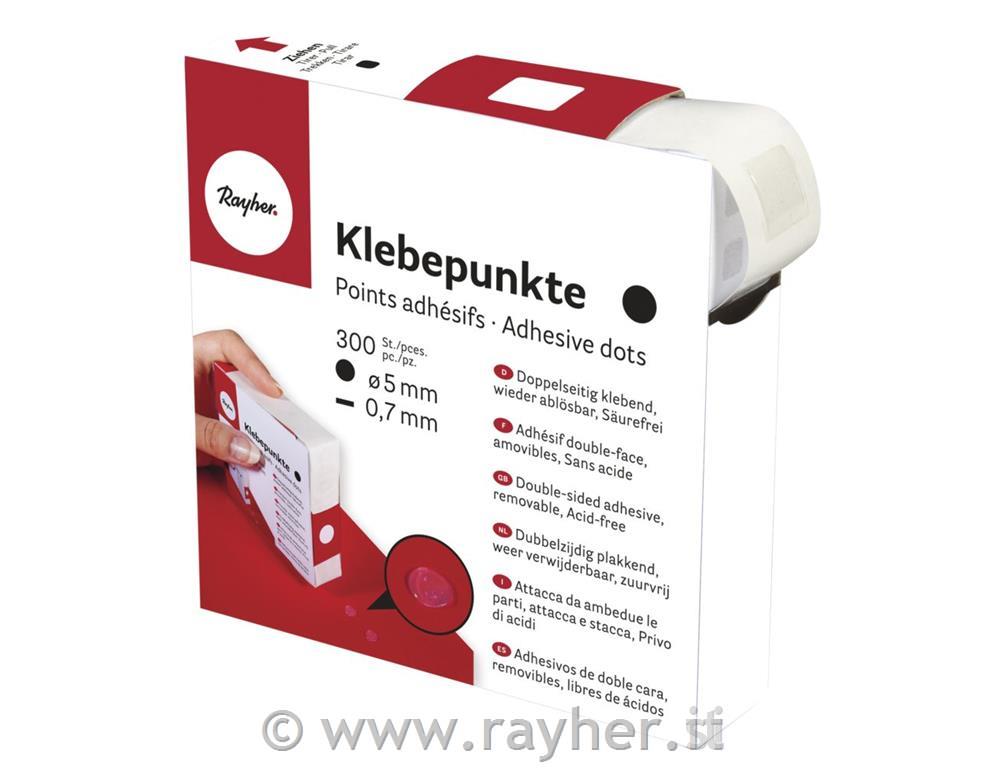 Punti adesivi, 5mm o0,7mm, Rolle 300pz