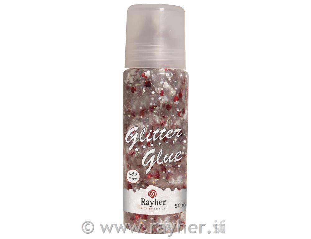 Bleščice v lepilu,srčki, rdeče/srebrni,50ml