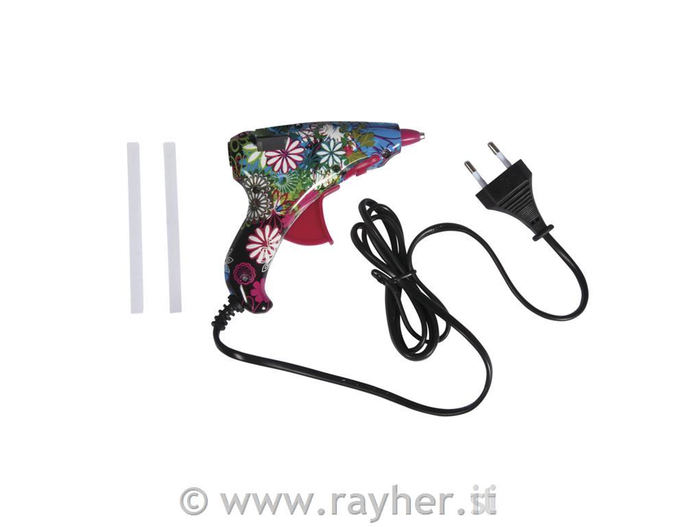 Mini hot glue gun, Jungle, 12x12cm, incl. 2 sticks, tab blister 1pc
