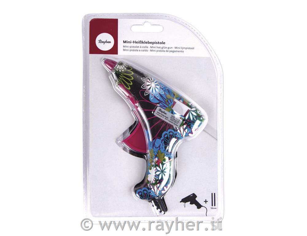 Mini hot glue gun, Jungle, 12x12cm, incl. 2 sticks, tab blister 1pc