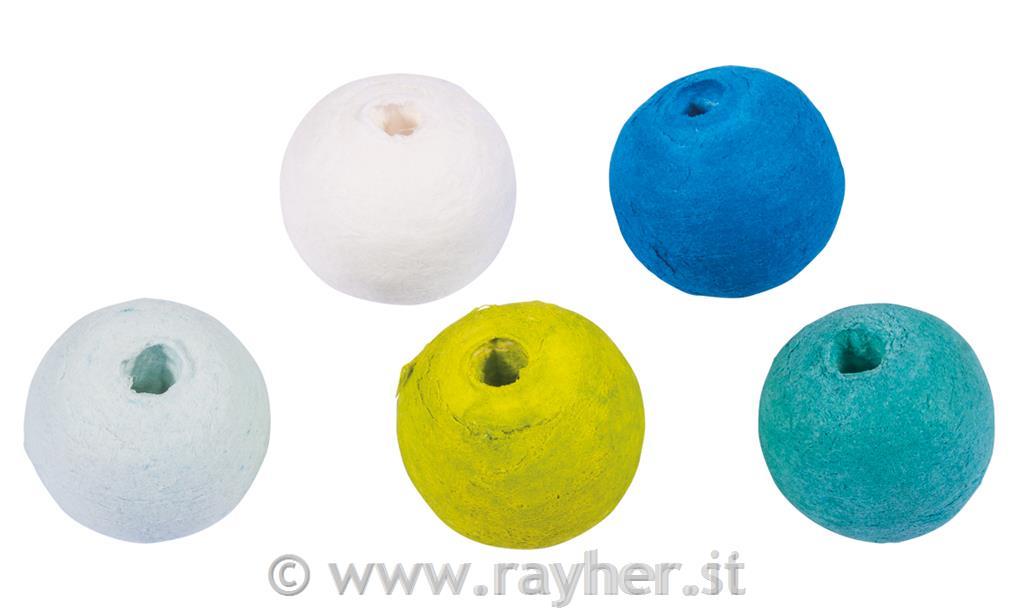 Sfere di ovatta, 1,8cm o, verde-blu, assortito, bus.blis. 25pz