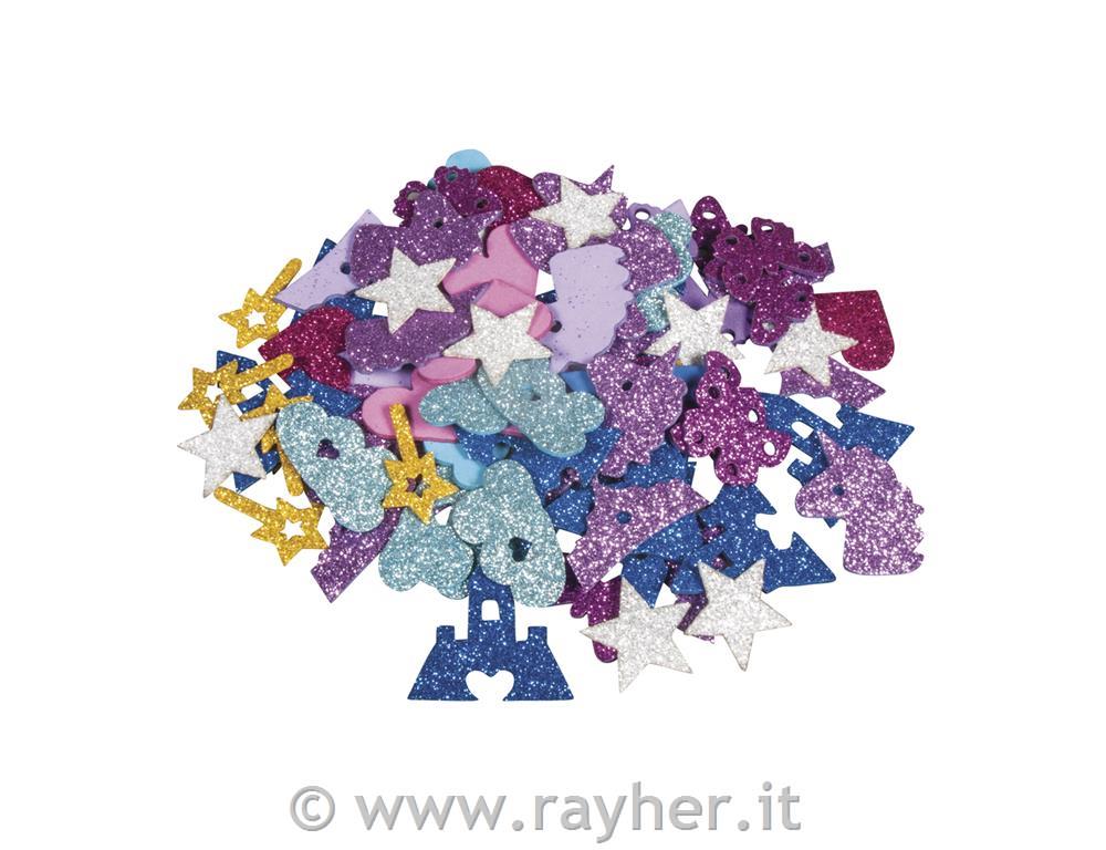 Čarobni motivi iz penaste gume z bleščicami,samolepilni, 3+4