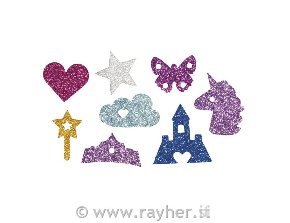 Čarobni motivi iz penaste gume z bleščicami,samolepilni, 3+4