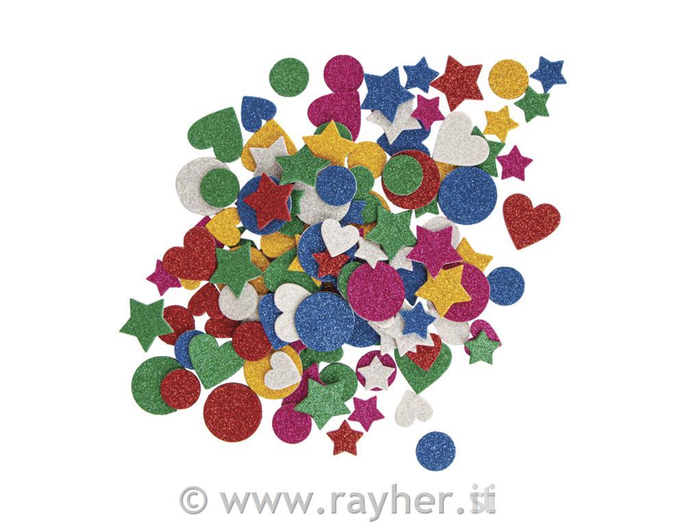 Sagome in gomma crepla con glitter, 360