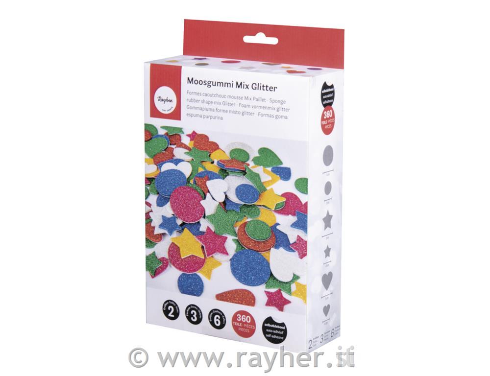 Sagome in gomma crepla con glitter, 360