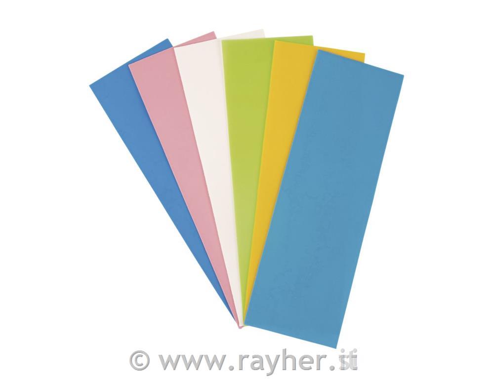 Fogli di cera, col. pastellobusta 6 colori diversi, 20x6,5 cm