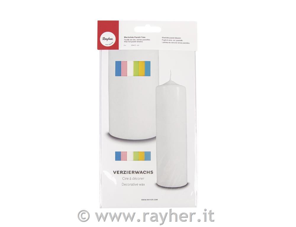 Fogli di cera, col. pastellobusta 6 colori diversi, 20x6,5 cm