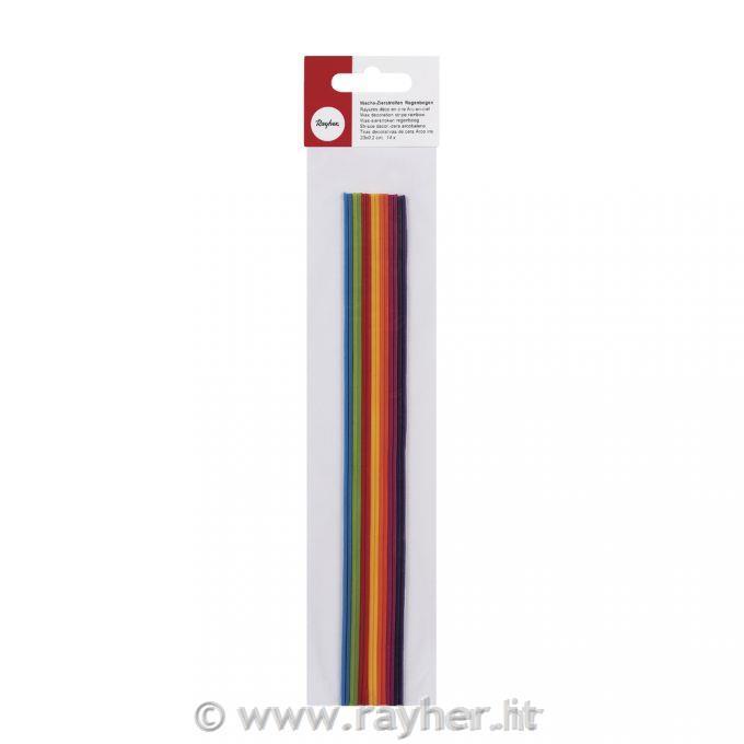 Wax decoration stripe rainbow, 2 mm, 23
