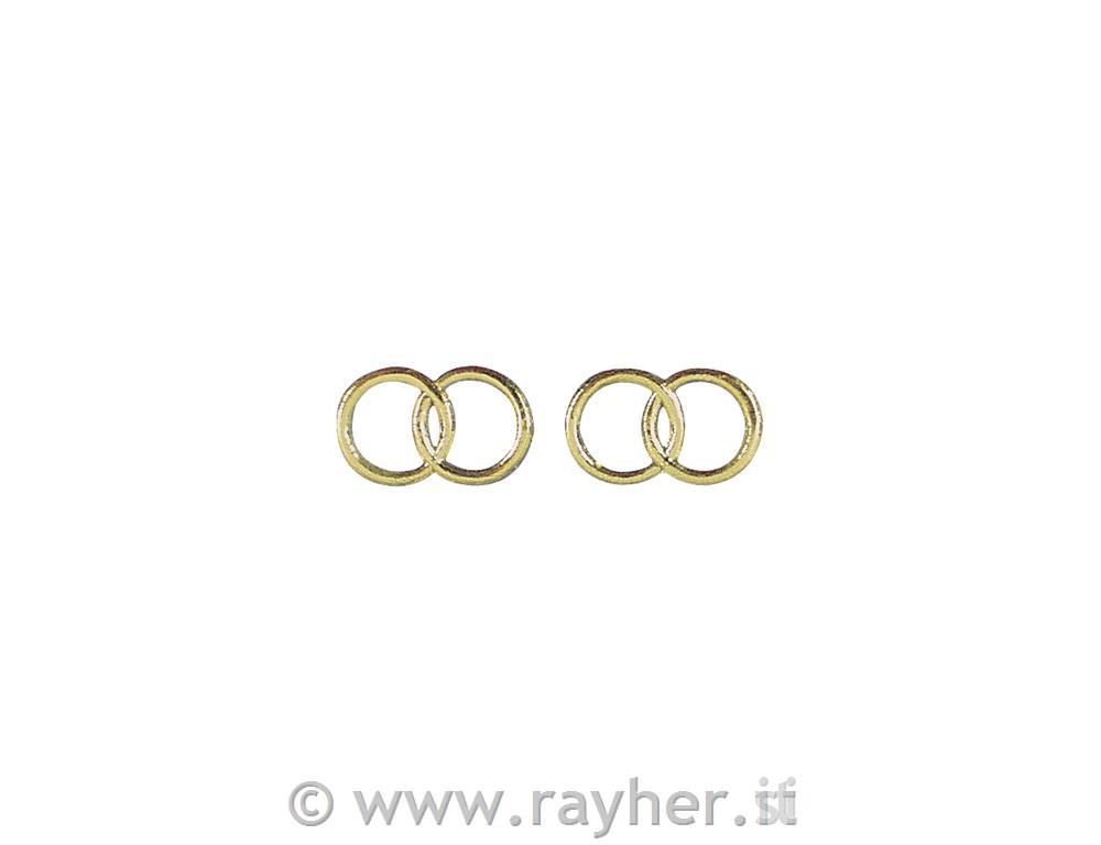 Voščeni motiv: poročna prstana, 2,5 cm o, zlata, 2 para