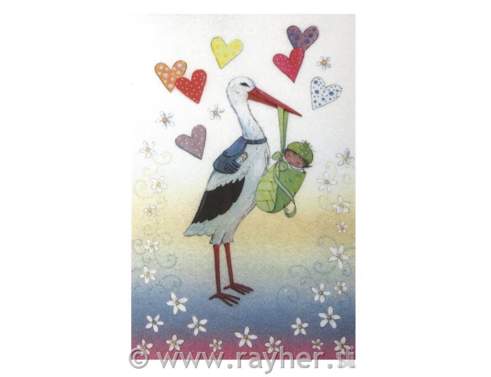 Wax motive Baby stork, 8x12.5cm, tab-bag