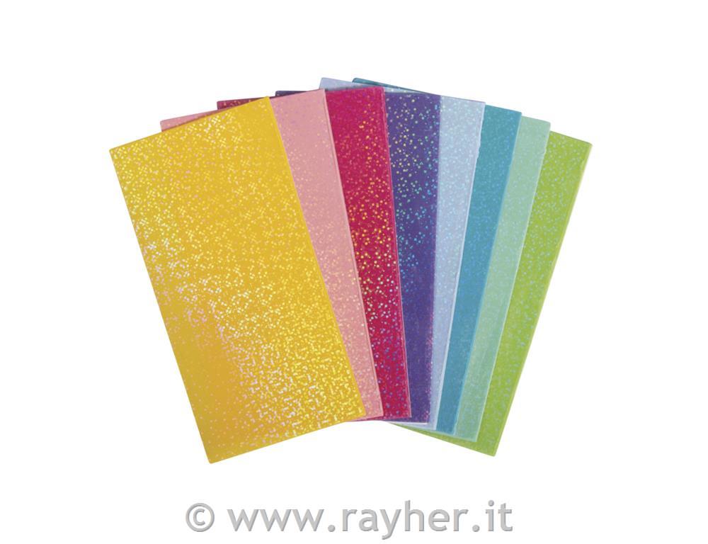 Foglio di cera con glitter, set 8,10x5cm