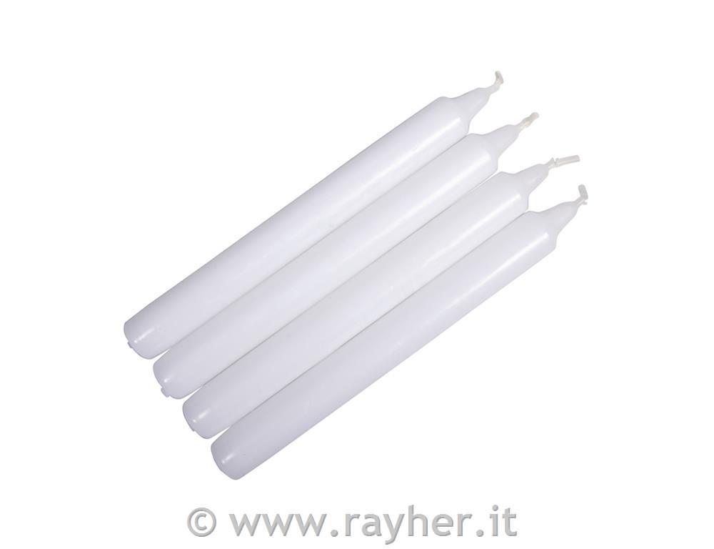 Sveče, 19 cm, škatla 4 kosi, bele, premer 2,1 mm