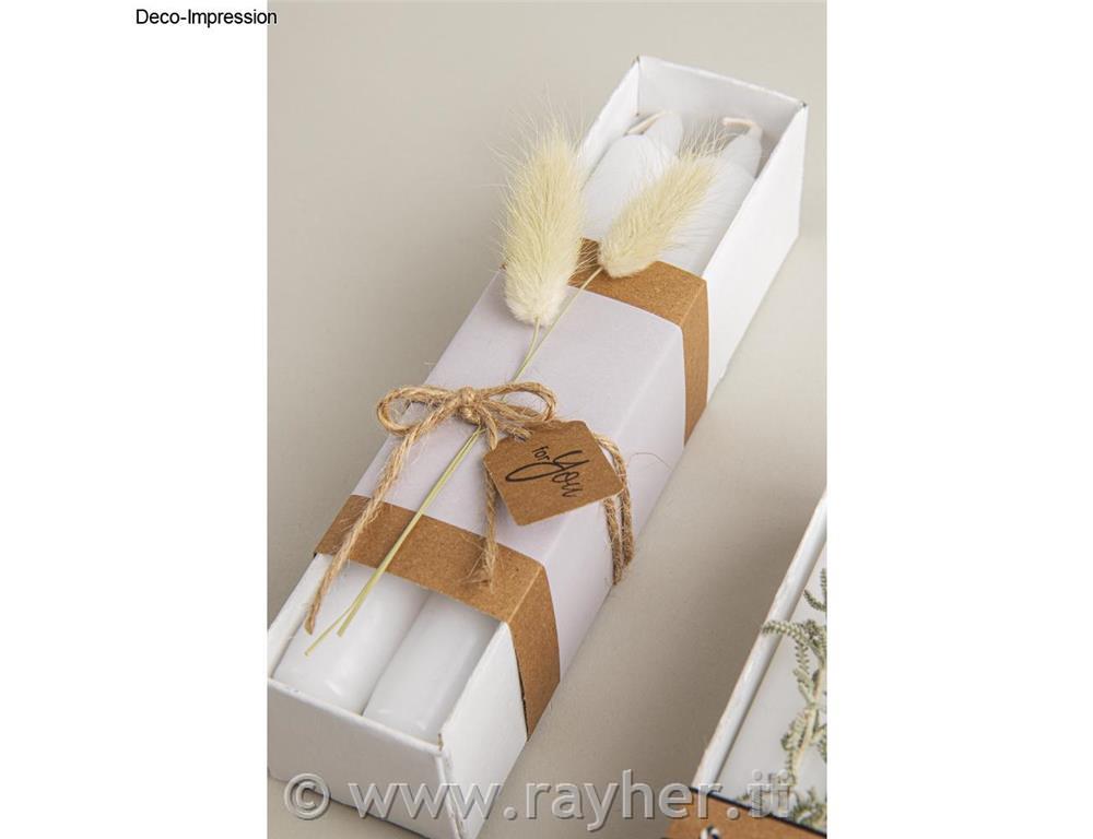 Sveče, 19 cm, škatla 4 kosi, bele, premer 2,1 mm