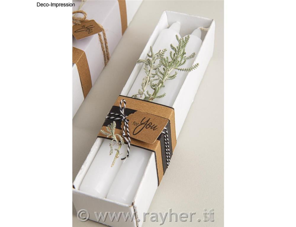 Sveče, 19 cm, škatla 4 kosi, bele, premer 2,1 mm