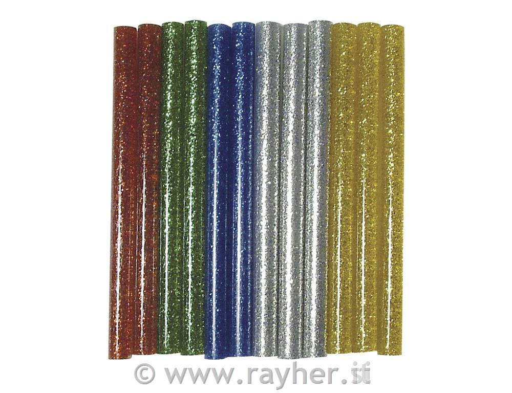 Lepilni vložki z blešč., mešane b.,fi 7,4mm, 10 cm, 12 kom