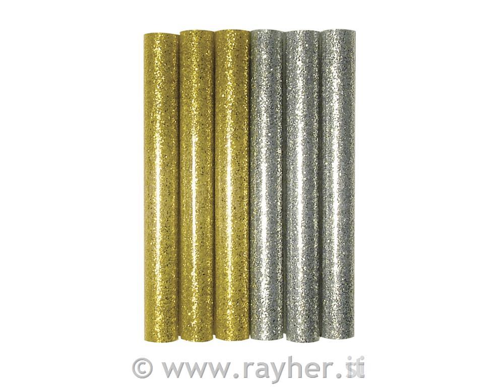 Lepilni vložki z bleščicami, zlate/srebrne, 10 cm, 6 kom.