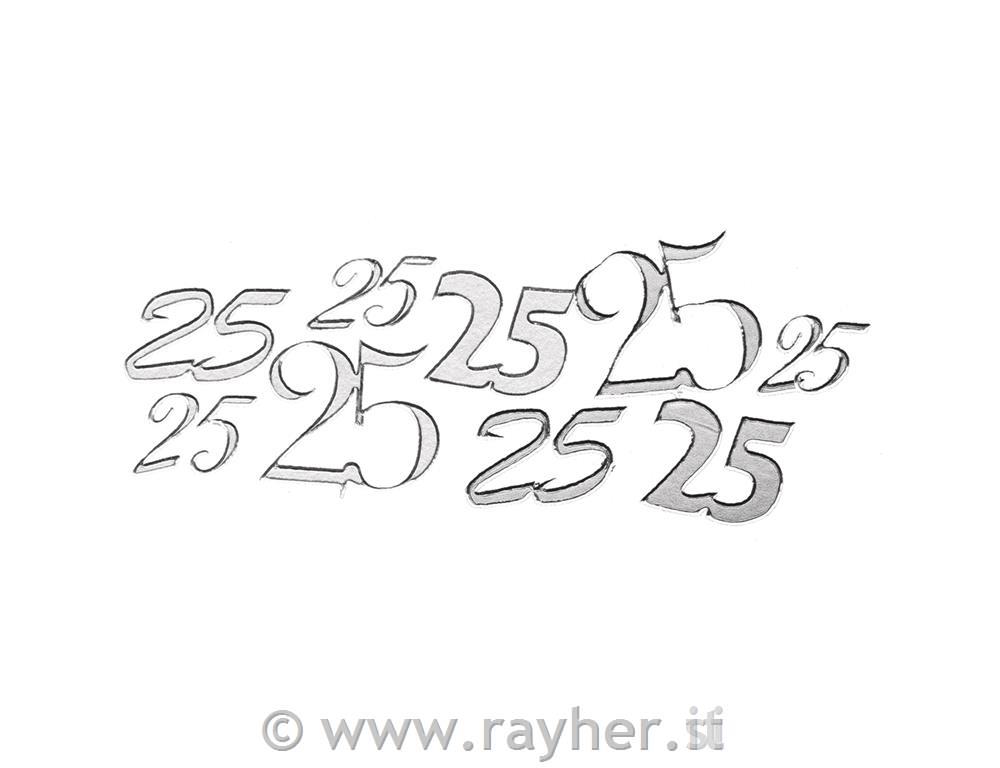 Motivo adesivo "25"foglio 10x24,5 cmargento