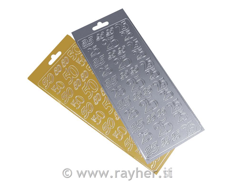 Motivo adesivo "25"foglio 10x24,5 cmargento