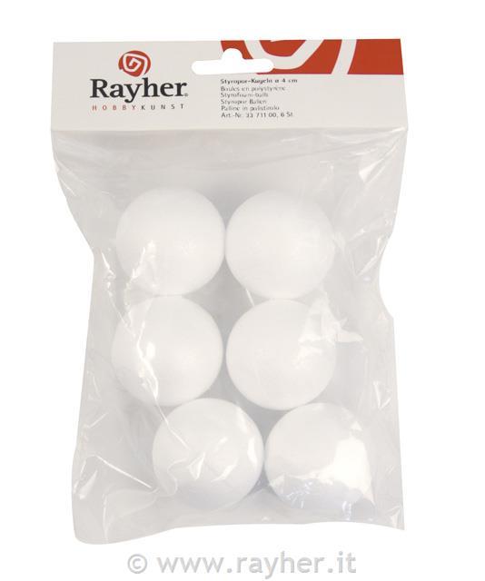 Styrofoam balls, 4 cm, tab-bag 6 pcs.