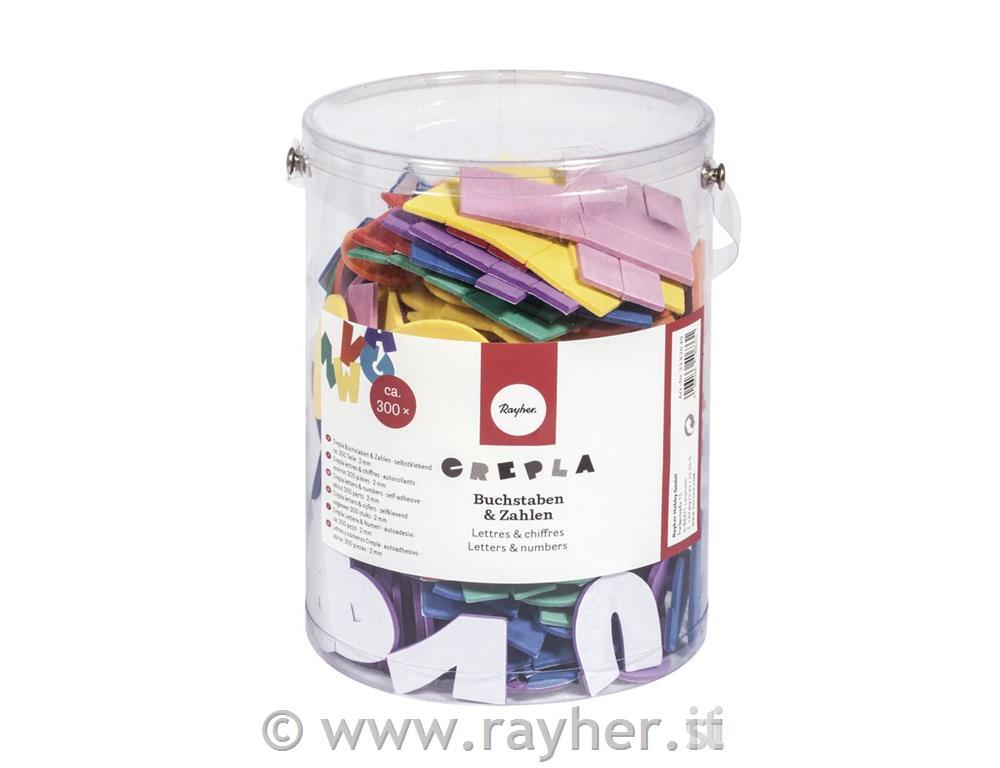 Crepla-lettere e numeriautoadesivi, scatola ca. 300 pezziassortiti