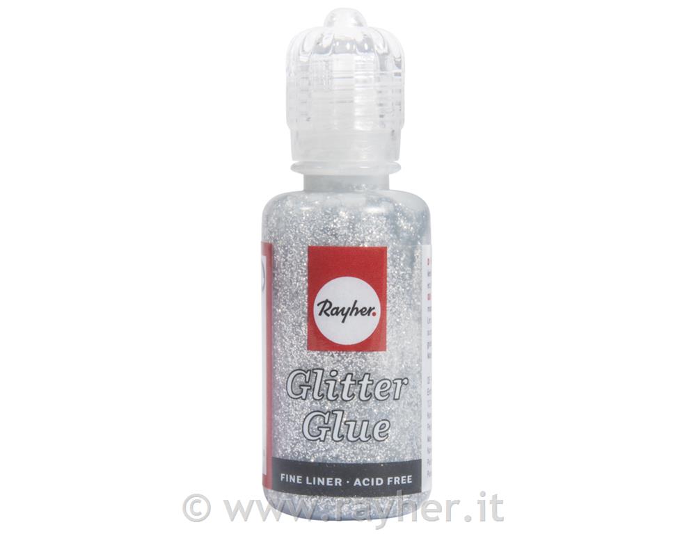 Glitter glue holographic, brilliant silv