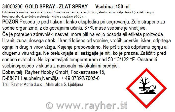 Sprej dekorativni, zlat, 150 ml, primeren tudi za stiropor