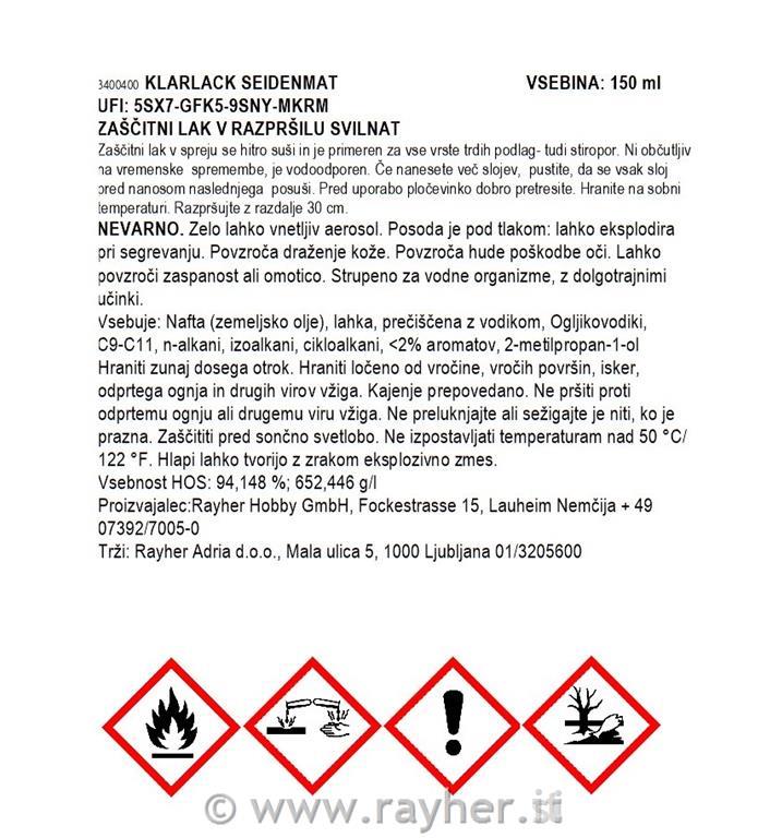 Varnish, spray, bottle 150 ml, silky mat